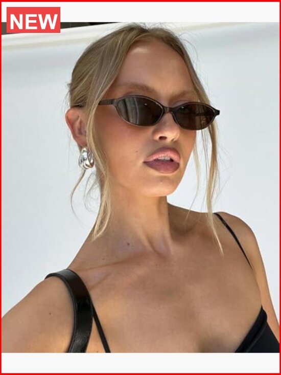 Retro Oval Cat Eye Sunglasses Women Y2K Narrow UV400 Protection Vintage main image 4